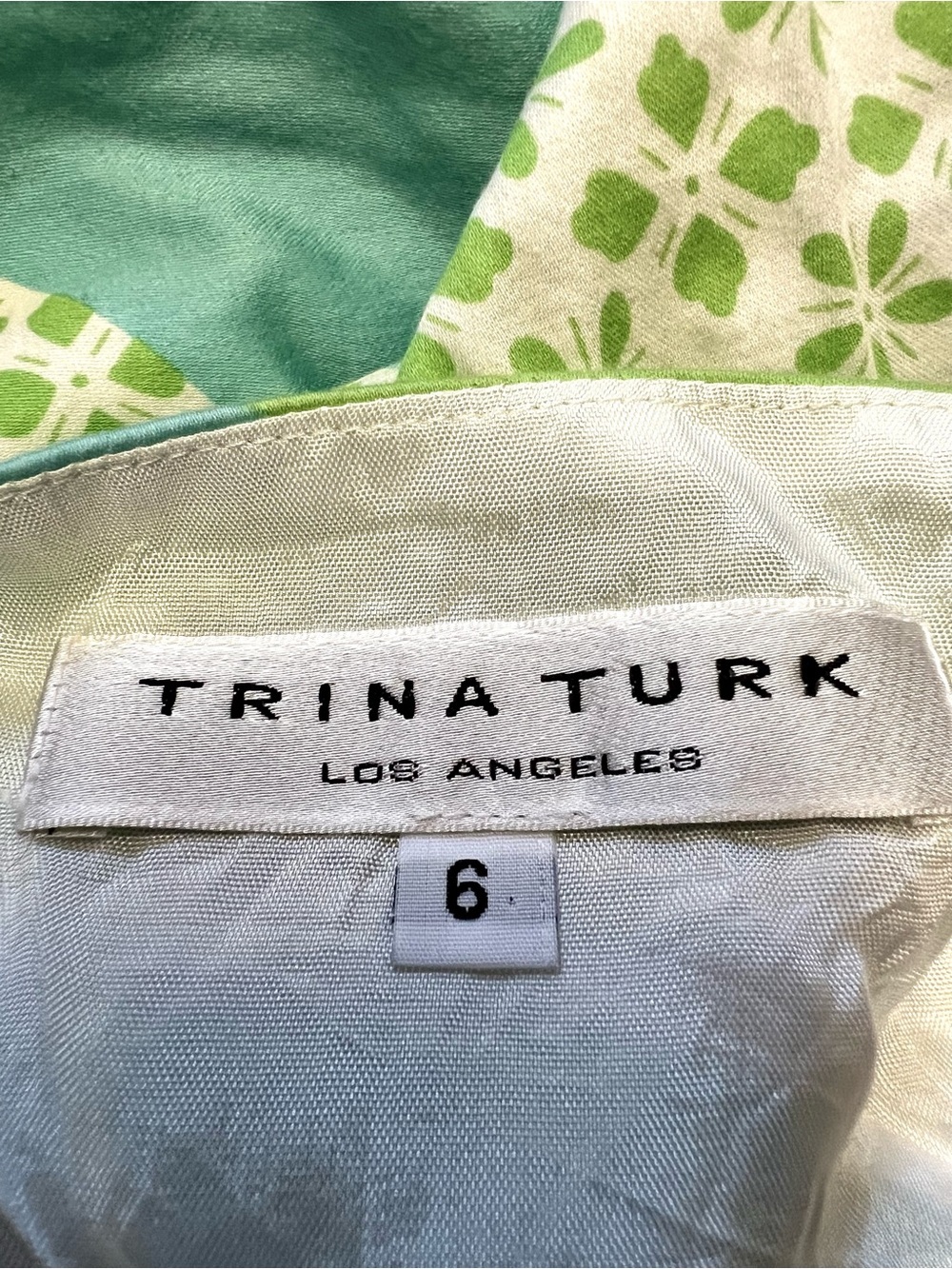 Trina Turk 6 Retro Mod Floral Cotton Midi Skirt Green Blue Made in USA cottage - Picture 5 of 10